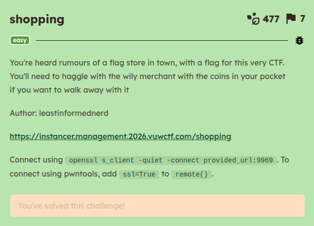 Exploiting Race Conditions — Solving the ‘Shopping’ Pwn Challenge (VuwCTF 2026)