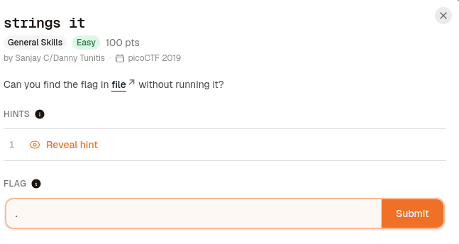 Writeup for CyLab/picoCTF challenge “strings it”