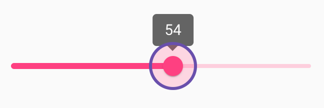 Slider is slid to 54 out of 100 with label and has strong focus option.