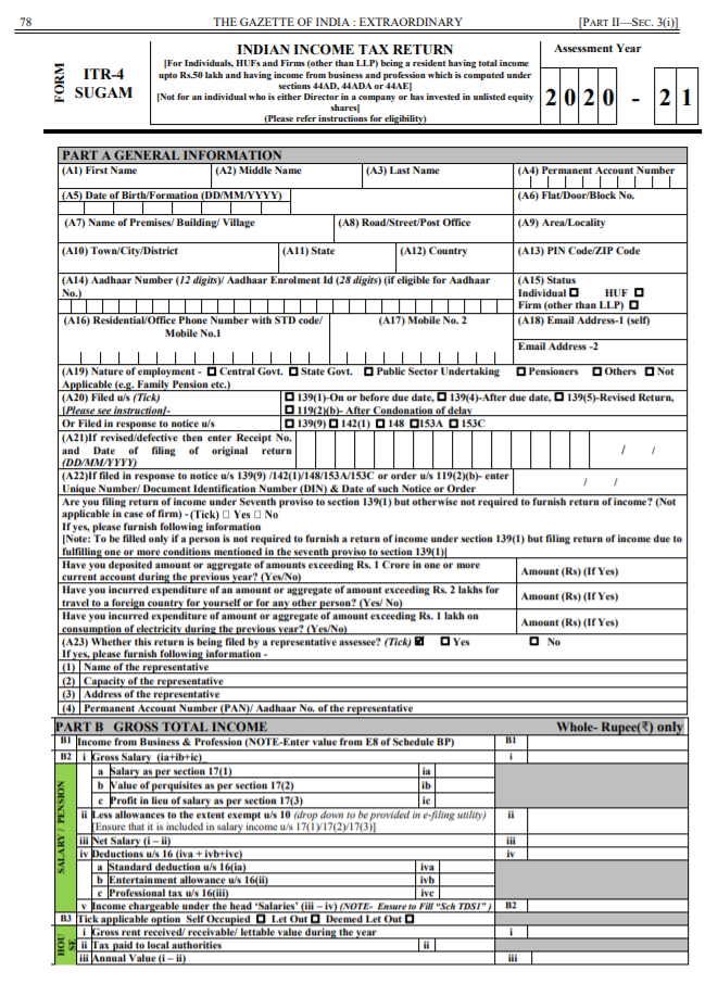 ITR-4 SUGAM Form