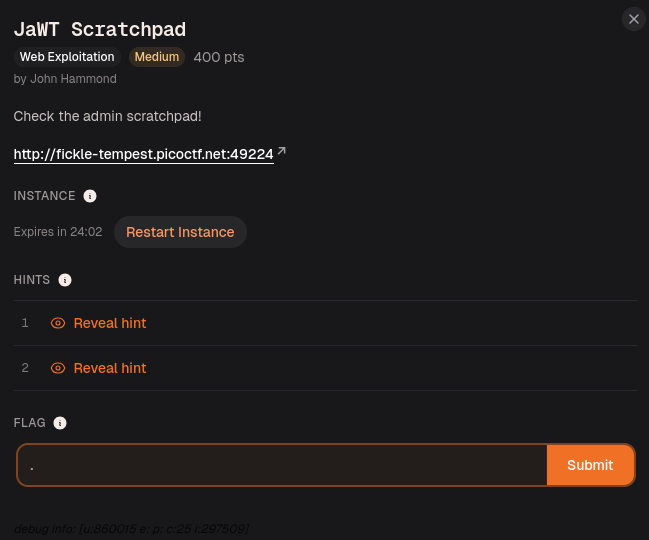 Day 24: JaWT Scratchpad | picoCTF / CyLab Web Exploitation Writeup