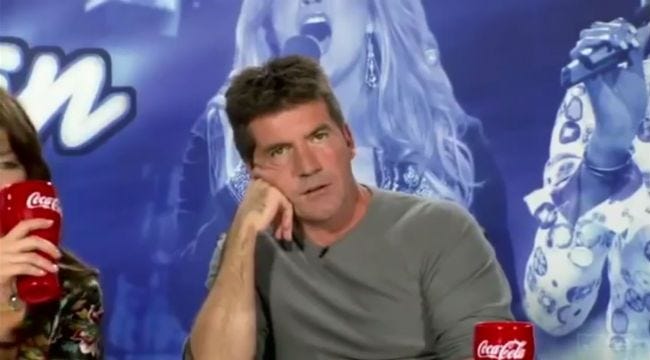 Simon Cowell judging during an American Idol audition.