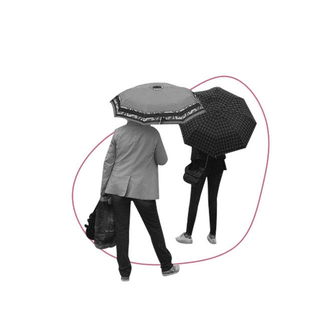 Illustration of an instrumental interaction established with an umbrella.