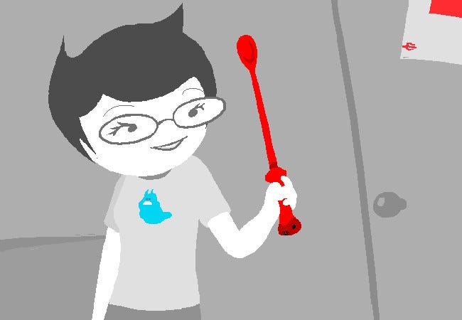 Jane Crocker looks cheerfully at her Battermaster  spoon.