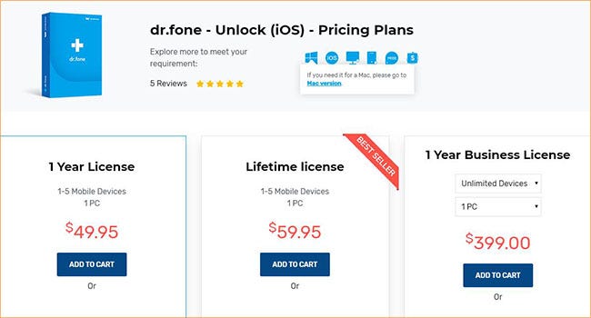 drfone unlock iOS price
