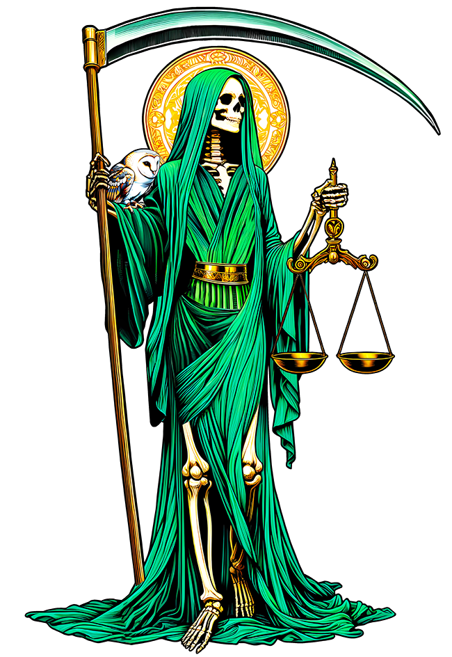 Green Santa Muerte by Tracy Dixon