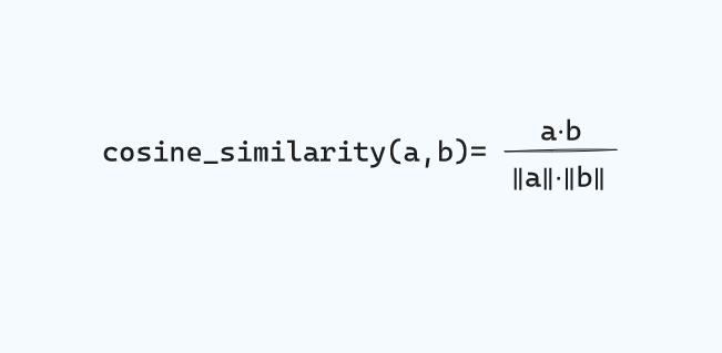cosine_similarity(a,b) = (a*b)/(||a||*||b||).