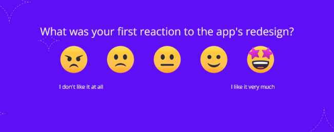 Example of app rating with emojis.