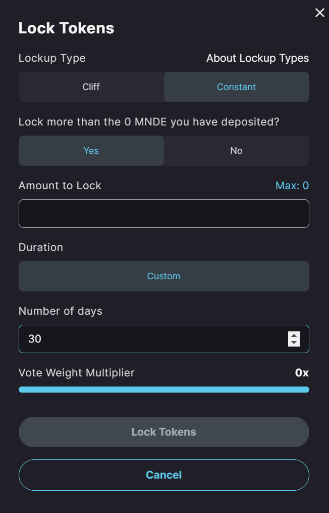 Make sure to set the lockup time and the number of days before confirming the transactions.