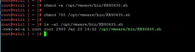 Set the file permission to executable using chmod commands output