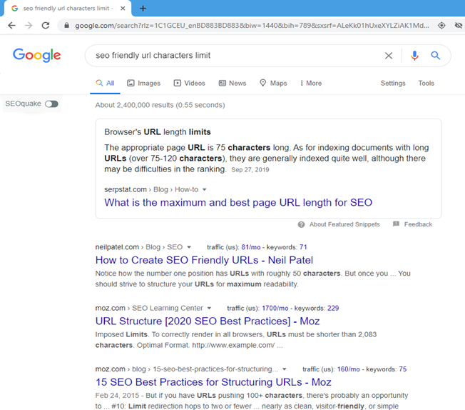SEO Friendly URL character Limits