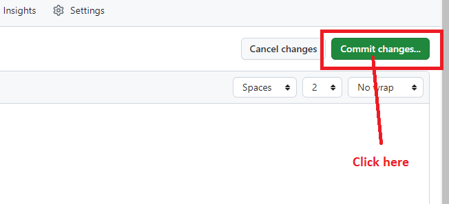 Click on Commit Changes