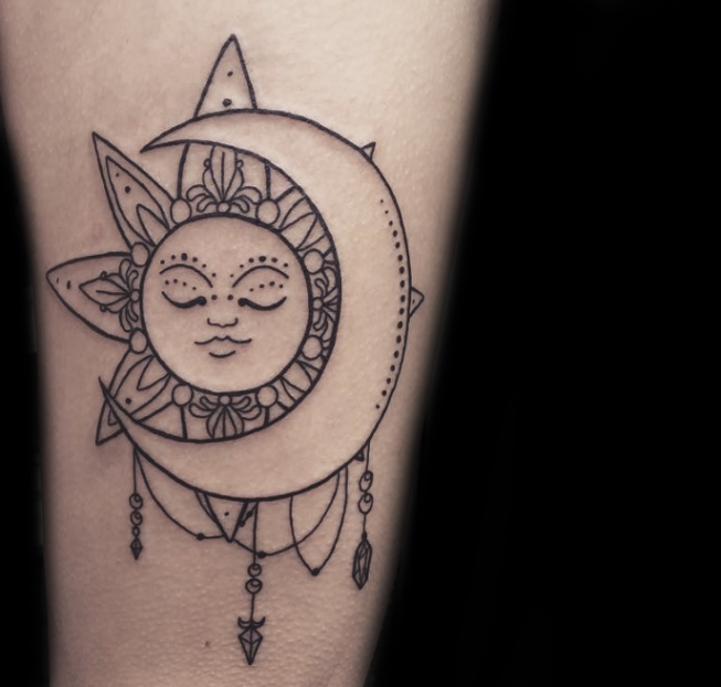 bohemian sun and moon tattoo meaning | Tattoos | Moon tattoo ... - moon and the sun tattoo meaningbr /
