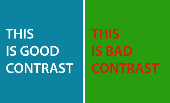 Image showing good and bad contrast while designing