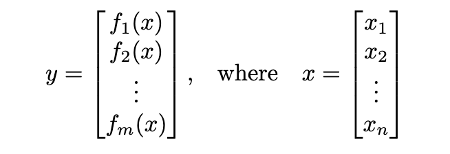 Multivariate function that inputs as well as outputs vectors