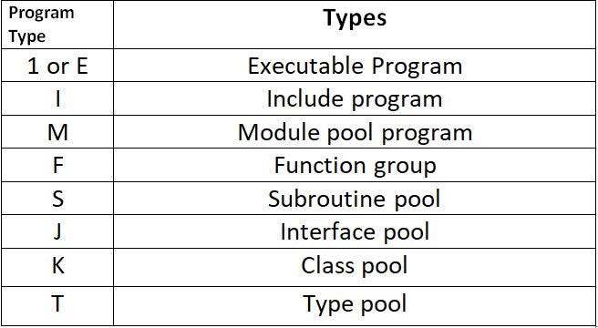SAP ABAP Program types