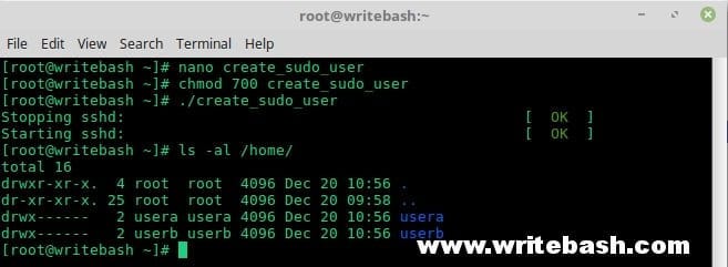 Script creates sudo user in Linux