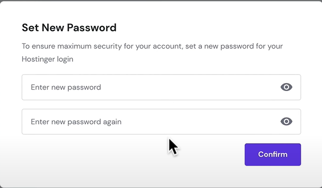 set a password for your Hostinger account