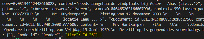 Fragment of a Haystack query return in the API, showing the time taken