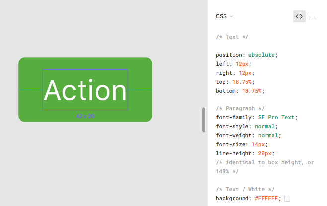 A screen grab of the code panel in Figma