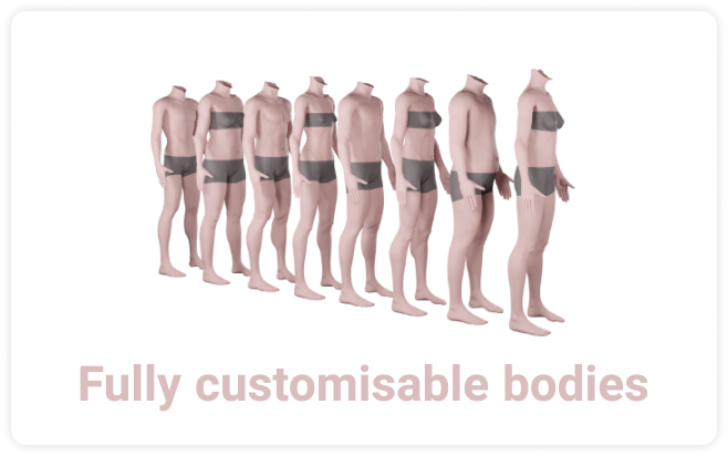 Fully customisable 3d bodies with different shapes