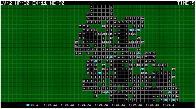 A gif of a minesweeper-like game being automatically played. The moves are very quick and proceed from the top of the game to the bottom.