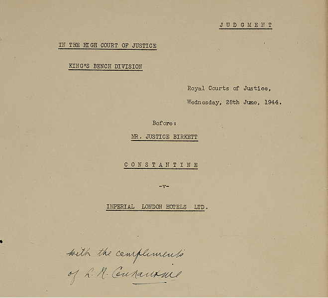 typescript of high court hearing signed by Constantine