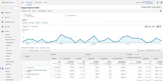 Organic Search Traffic - Google Analytics