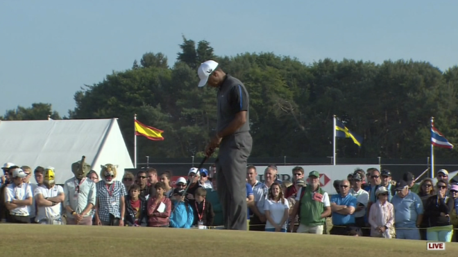 Fans wearing animal masks at British Open