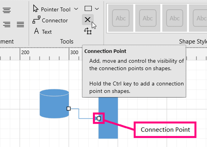 Connection Point Option in the WPF Diagram’s Ribbon