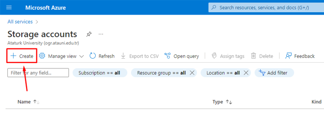 Azure Portal — Create Storage Account