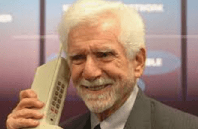 Martin Cooper of Motorola, Holds The First Mobile Phone: https://en.wikipedia.org/wiki/Mobile_phone#/media/File:2007Computex_e21Forum-MartinCooper.jpg