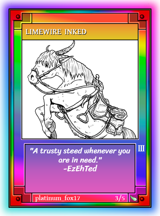 This image shows a Limewire Inked in rainbow rarity. The art has had all of its color stripped away, and only shows the art’s linework.