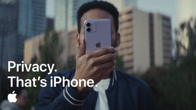 Apple Ad stating, “Privacy. That’s iPhone.”