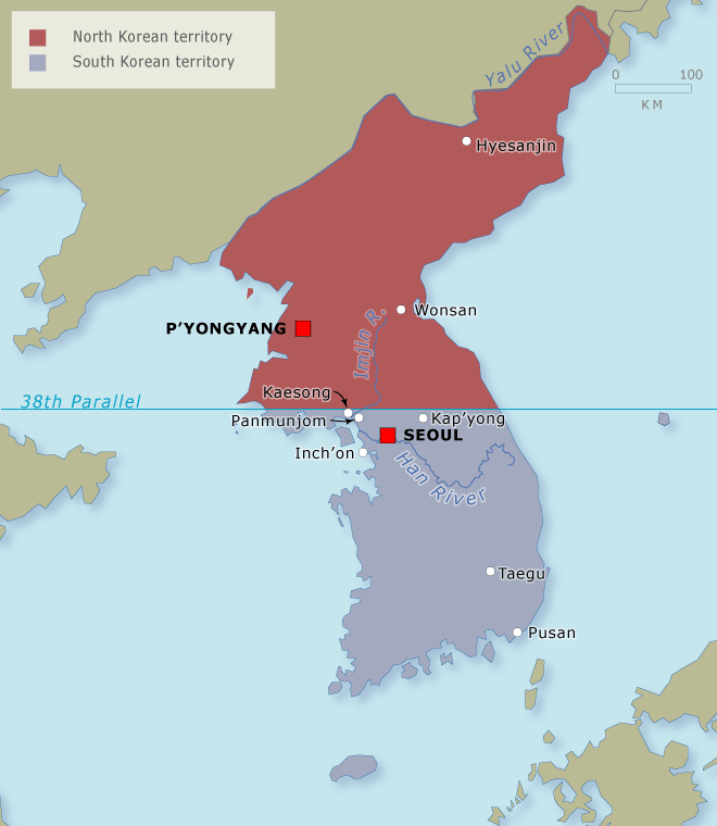 The map of the Korean peninsula. NZhistory