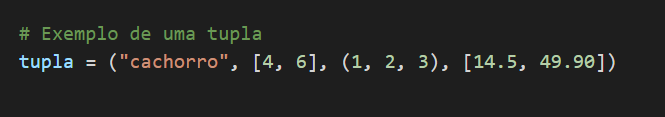 Exemplo de uma tupla em Python