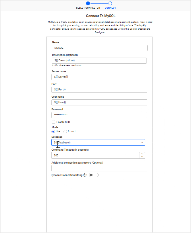 Using Custom Attributes in Data Source Connection Window