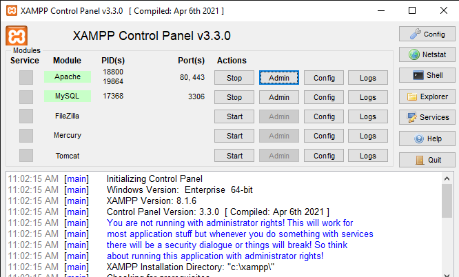 The Xampp Interface