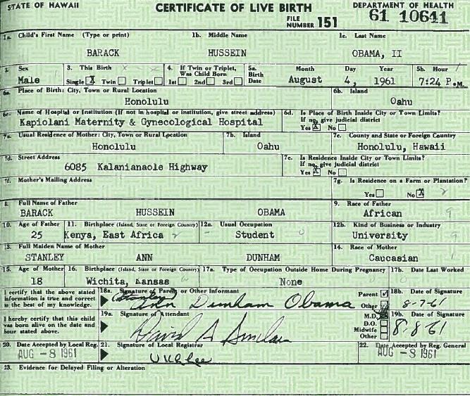 Image result for obama's birth certificate