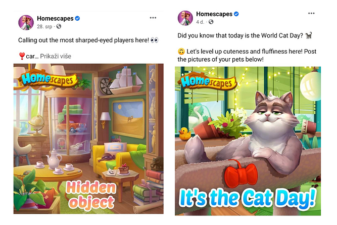 organic facebook advertising example homescapes
