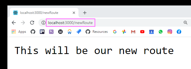 Browser snippet where we show that accessing our new route works