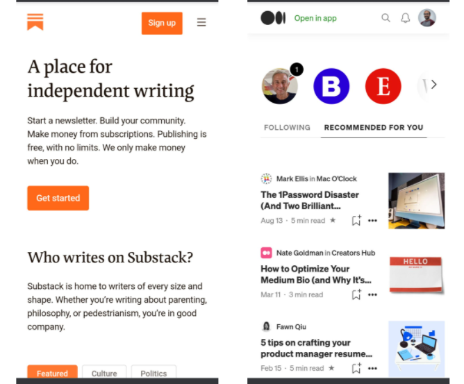 Substack vs Medium — which one is optimized for the reader, and which one for the writer?