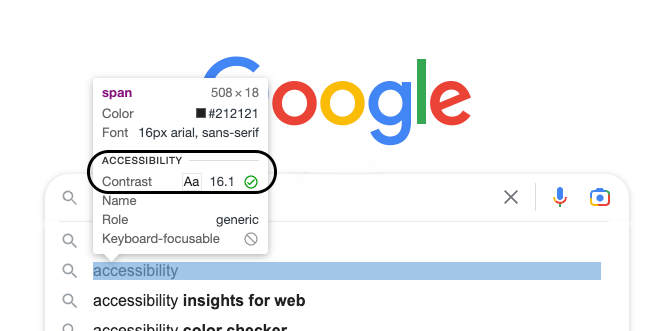 Contrast accessibility on Chrome Dev Tools