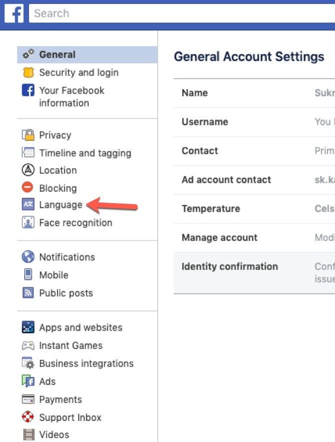 How to Change Language on Facebook
