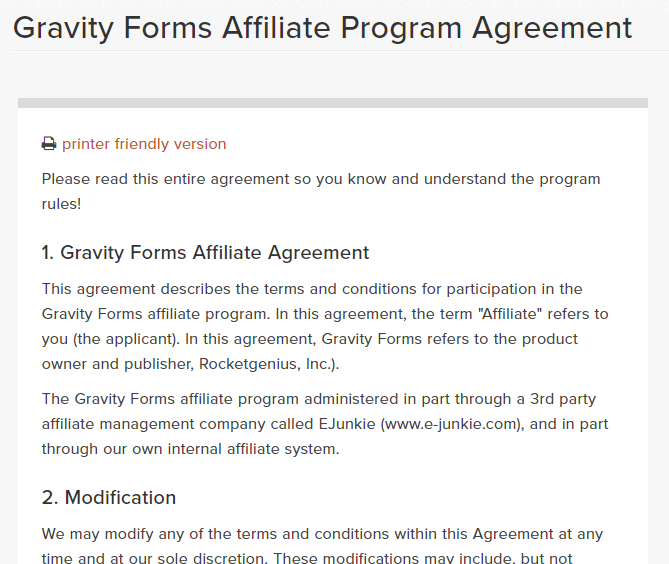 Sample Affiliate Program Agreement