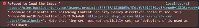 error on the developer console stating the violation of content securtiy policy