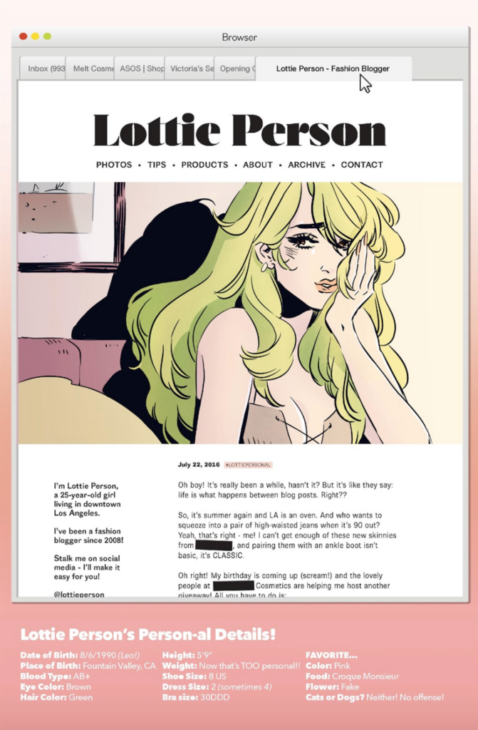 Lottie Person main character of SnotGirl Snot Girl