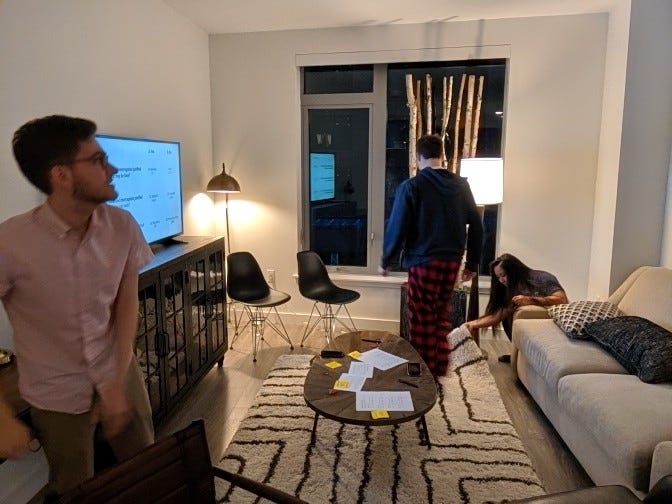 Players searching the room for more clues.