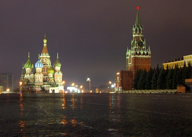 Red Square, St. Basil’s Cathedral, and Kremlin pre-dawn