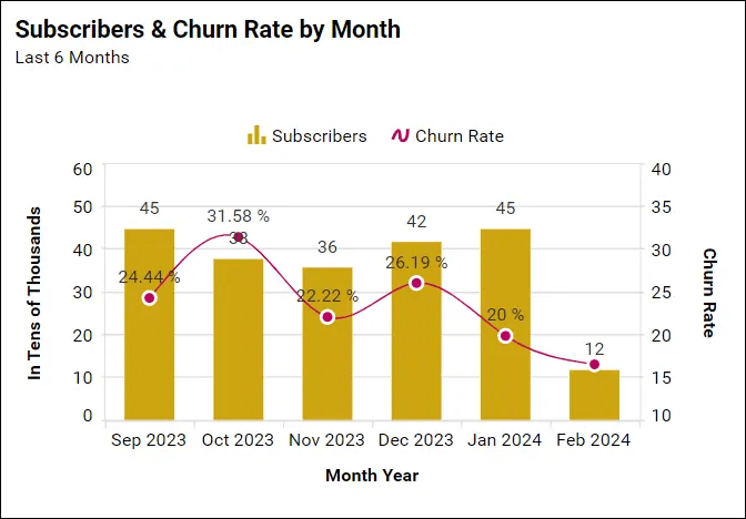 Subscribers & Churn Rate by Month